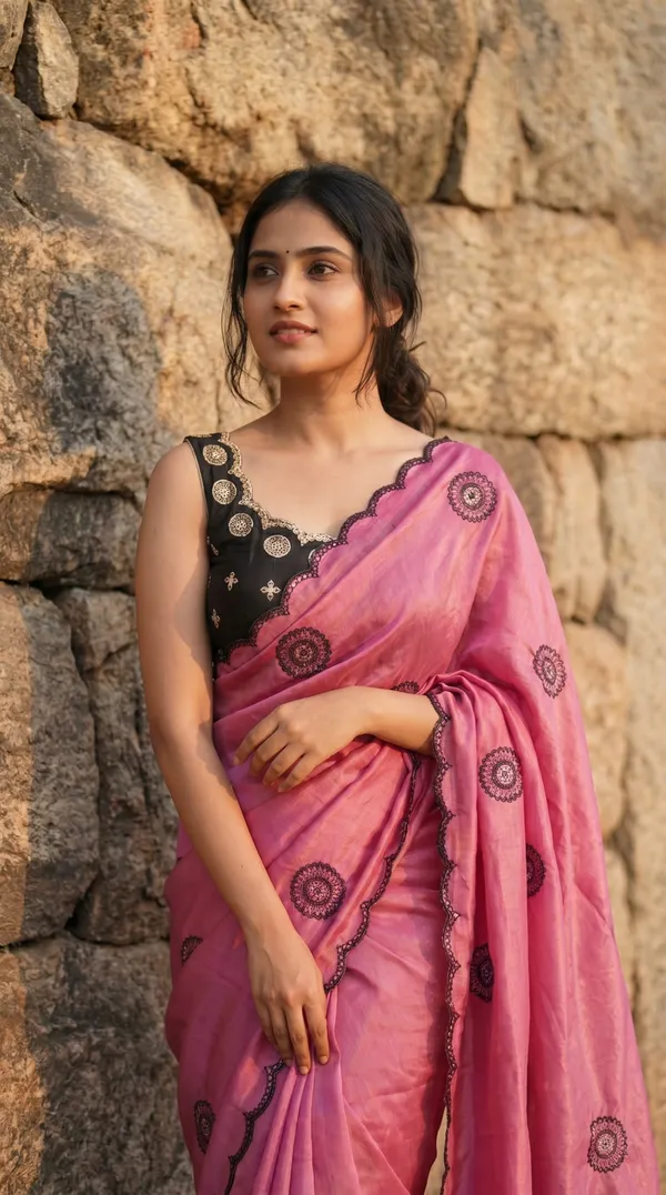 Red_Chinon_Premium_Saree_For_Women