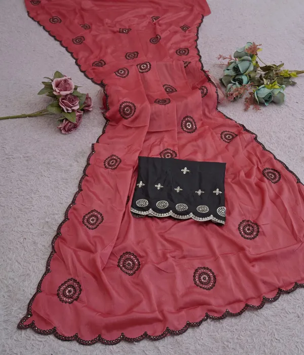 Red_Chinon_Premium_Saree_For_Women