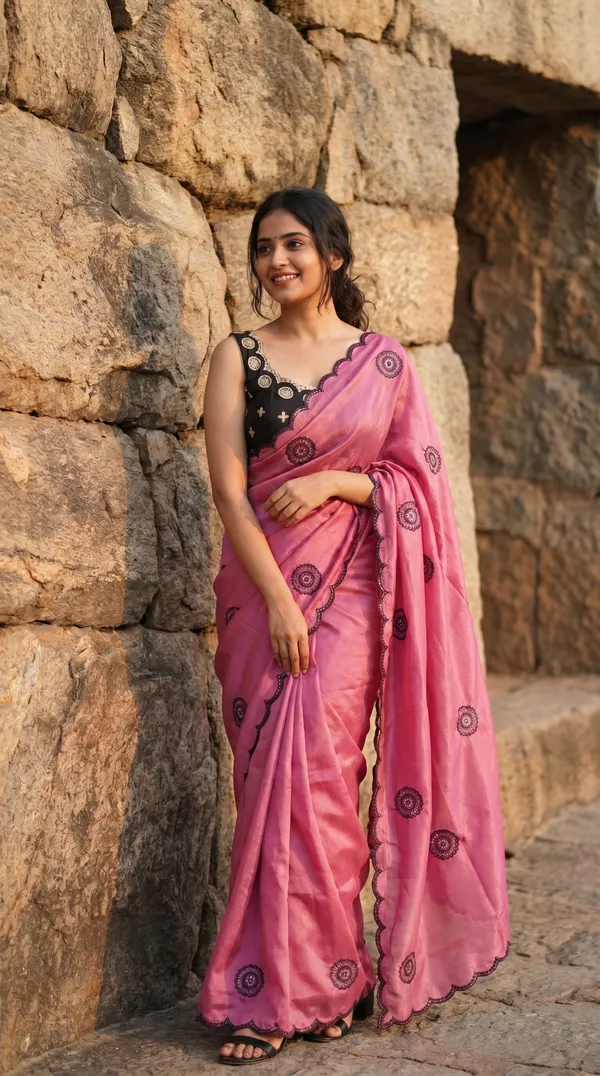 Red_Chinon_Premium_Saree_For_Women