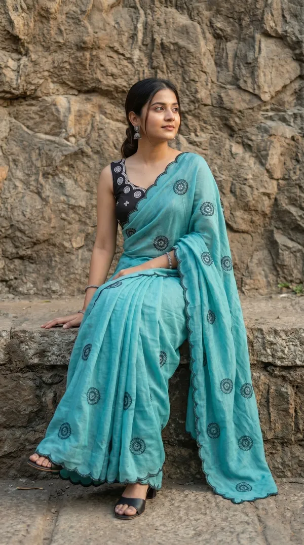 Teal_Blue_Chinon_Premium_Saree_For_Women