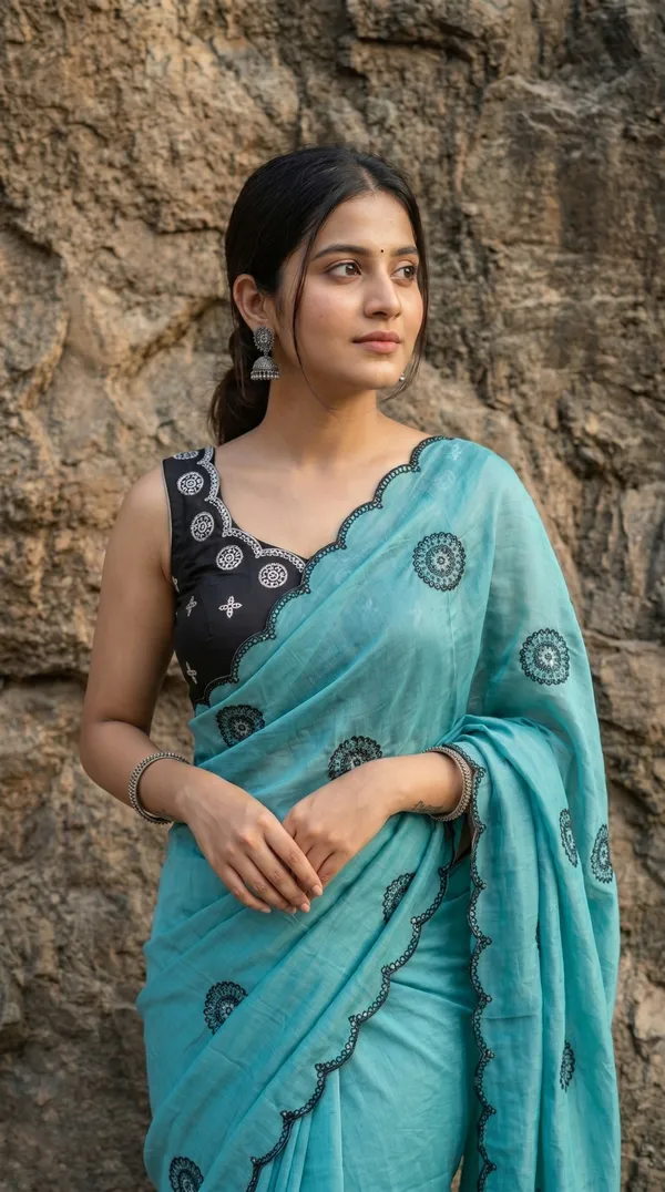 Teal_Blue_Chinon_Premium_Saree_For_Women