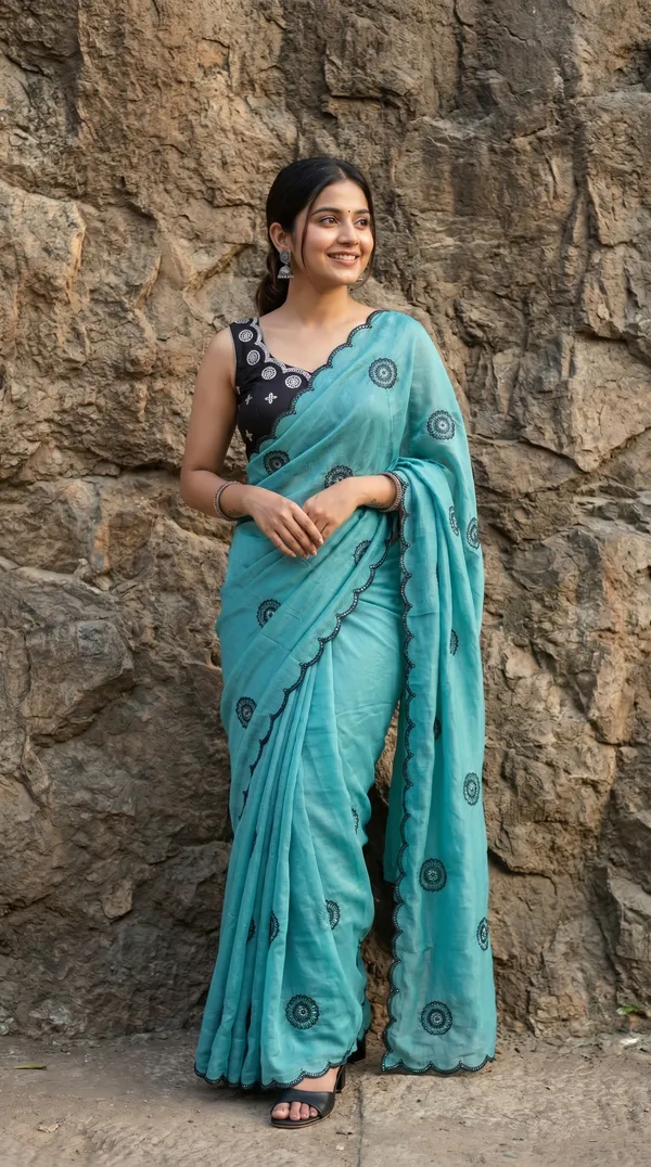 Teal_Blue_Chinon_Premium_Saree_For_Women