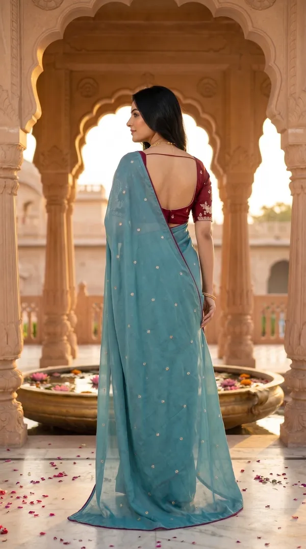 Blue_Chinon_Premium_Saree_For_Women