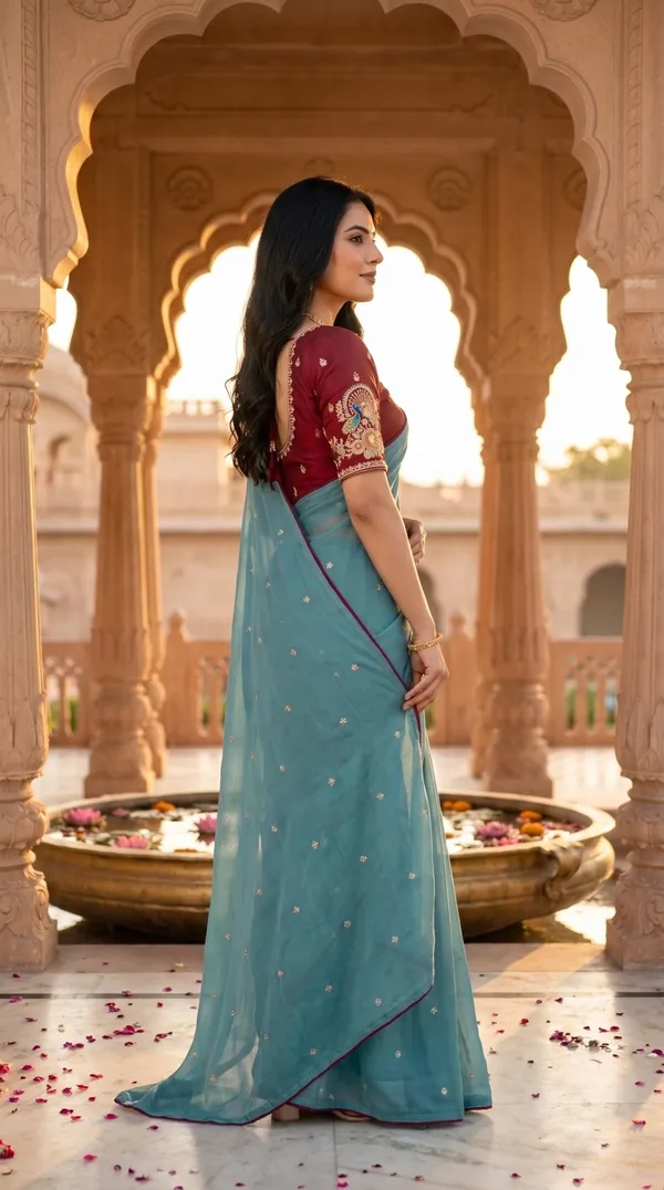 Blue_Chinon_Premium_Saree_For_Women