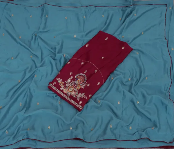 Blue_Chinon_Premium_Saree_For_Women