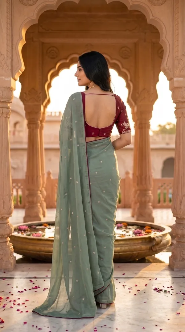 Green_Chinon_Premium_Saree_For_Women