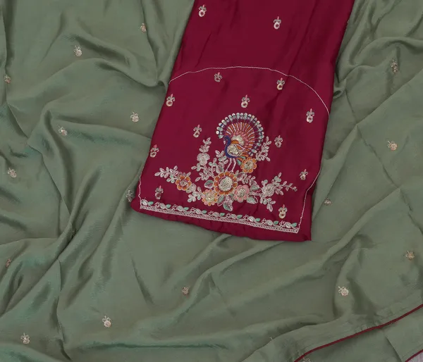 Green_Chinon_Premium_Saree_For_Women
