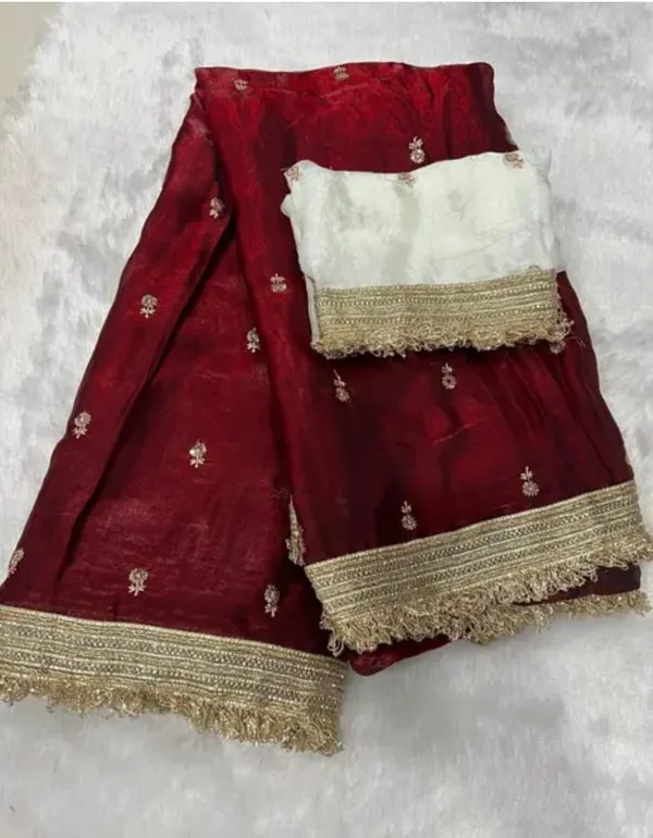 Maroon_Fandy_Satin_Premium_Saree_For_Women