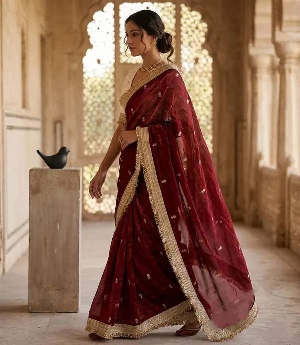 Maroon_Fandy_Satin_Premium_Saree_For_Women