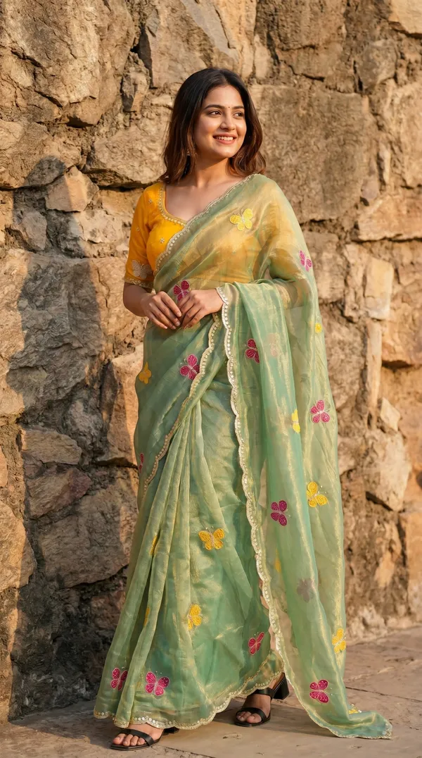Mint_Green_Fandy_Chiffon_Satin_Premium_Saree_For_Women