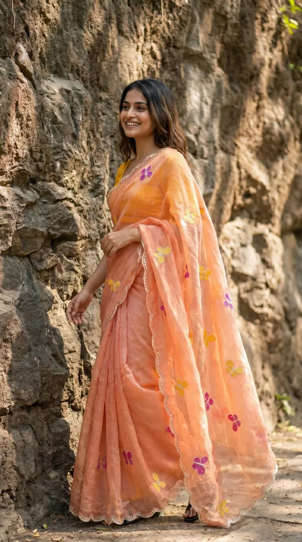 Peach_Fandy_Chiffon_Satin_Premium_Saree_For_Women