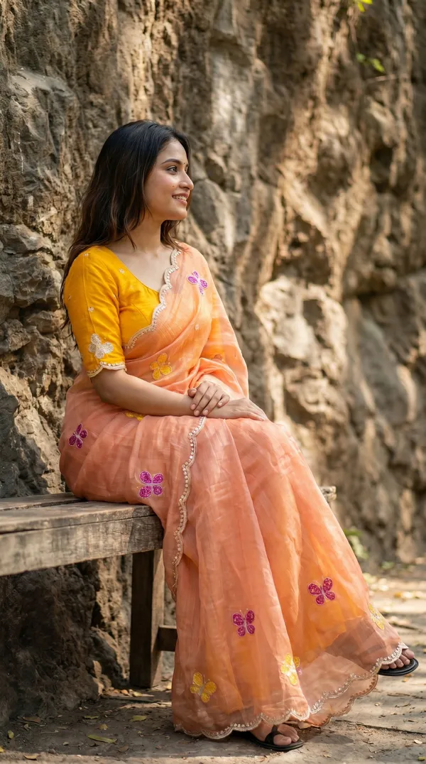 Peach_Fandy_Chiffon_Satin_Premium_Saree_For_Women
