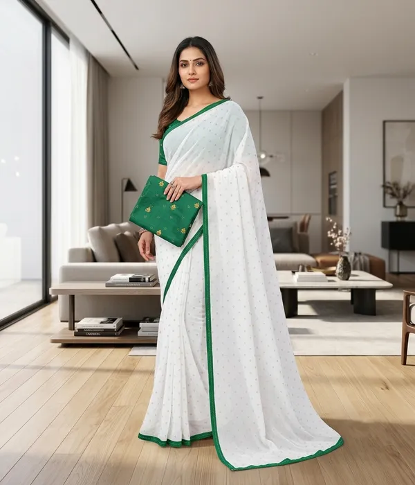 White_Green_Vichitra_And_Mono_Banglori_Premium_Saree_For_Women