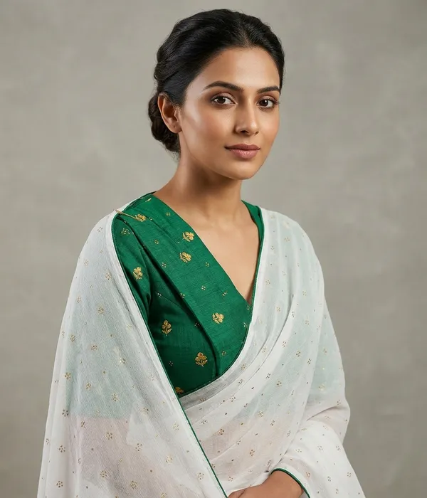 White_Green_Vichitra_And_Mono_Banglori_Premium_Saree_For_Women