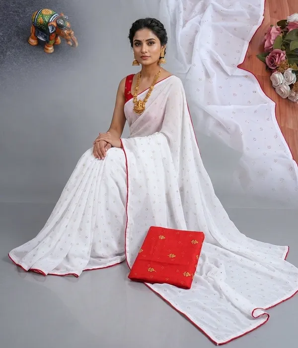 White_Red_Vichitra_And_Mono_Banglori_Premium_Saree_For_Women