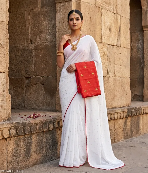 White_Red_Vichitra_And_Mono_Banglori_Premium_Saree_For_Women