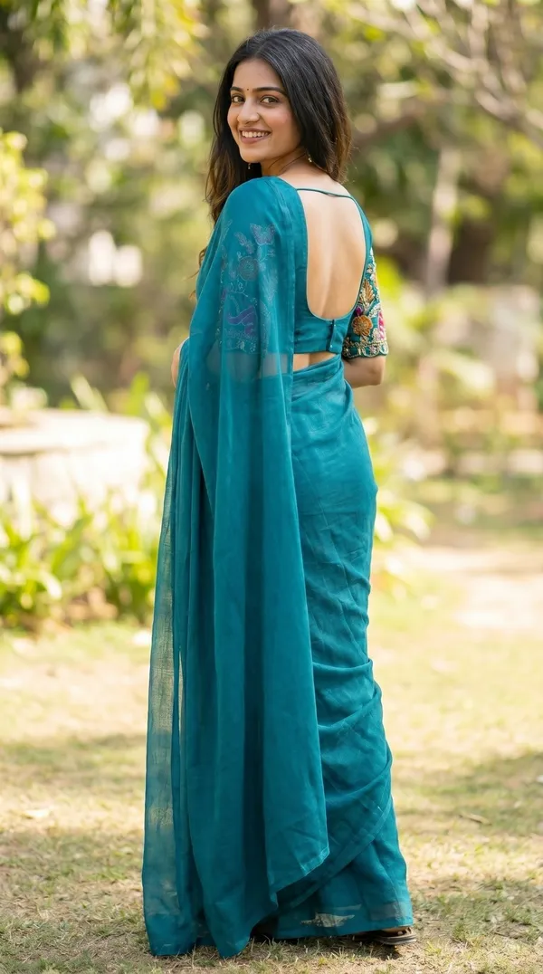 Blue_Fandy_Chiffon_Satin_Premium_Saree_For_Women