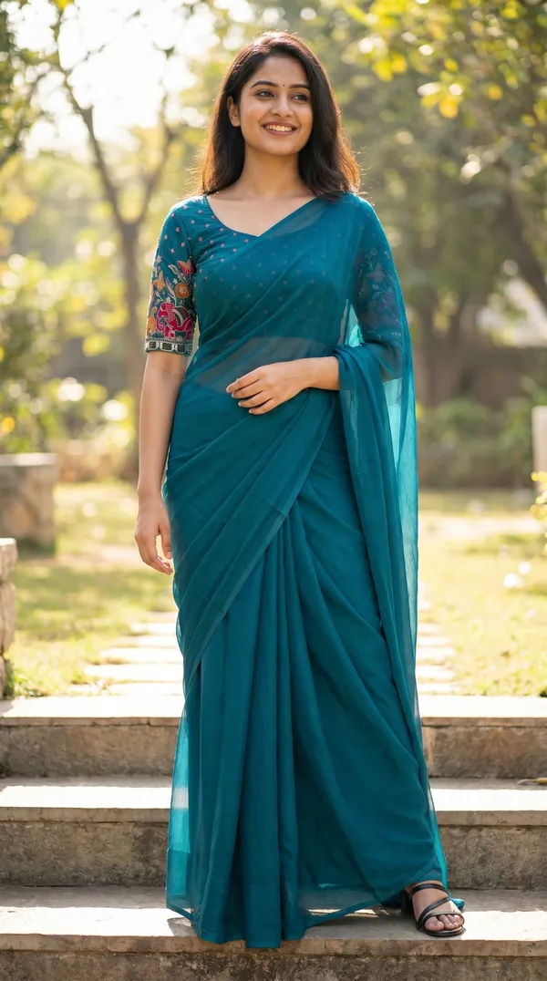 Blue_Fandy_Chiffon_Satin_Premium_Saree_For_Women