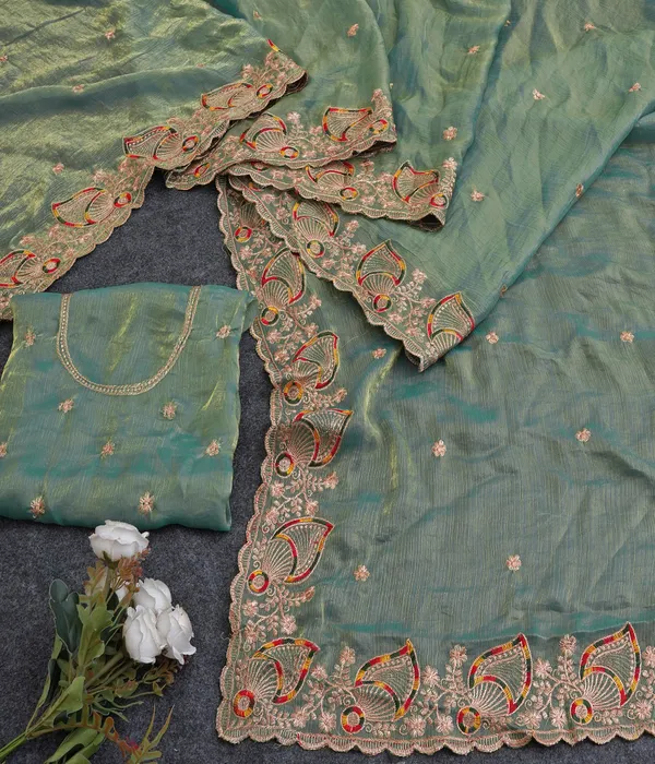 Mint_Green_Fandy_Chiffon_Satin_Premium_Saree_For_Women