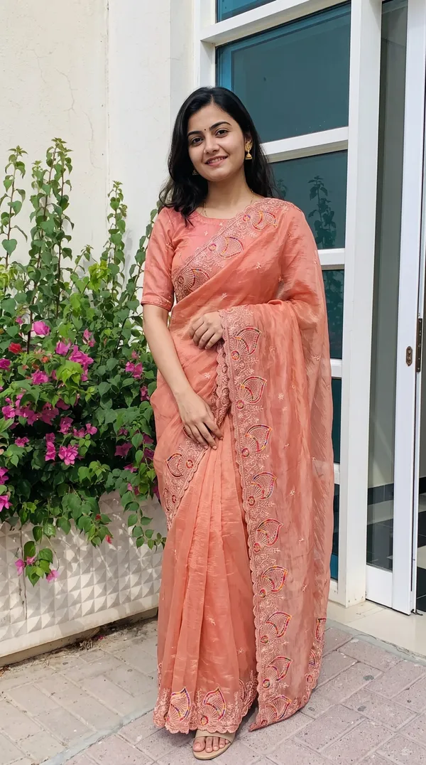 Peach_Fandy_Chiffon_Satin_Premium_Saree_For_Women