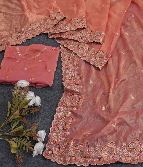 Peach_Fandy_Chiffon_Satin_Premium_Saree_For_Women