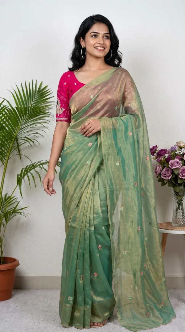 Mint_Green_Fandy_Chiffon_Satin_Premium_Saree_For_Women