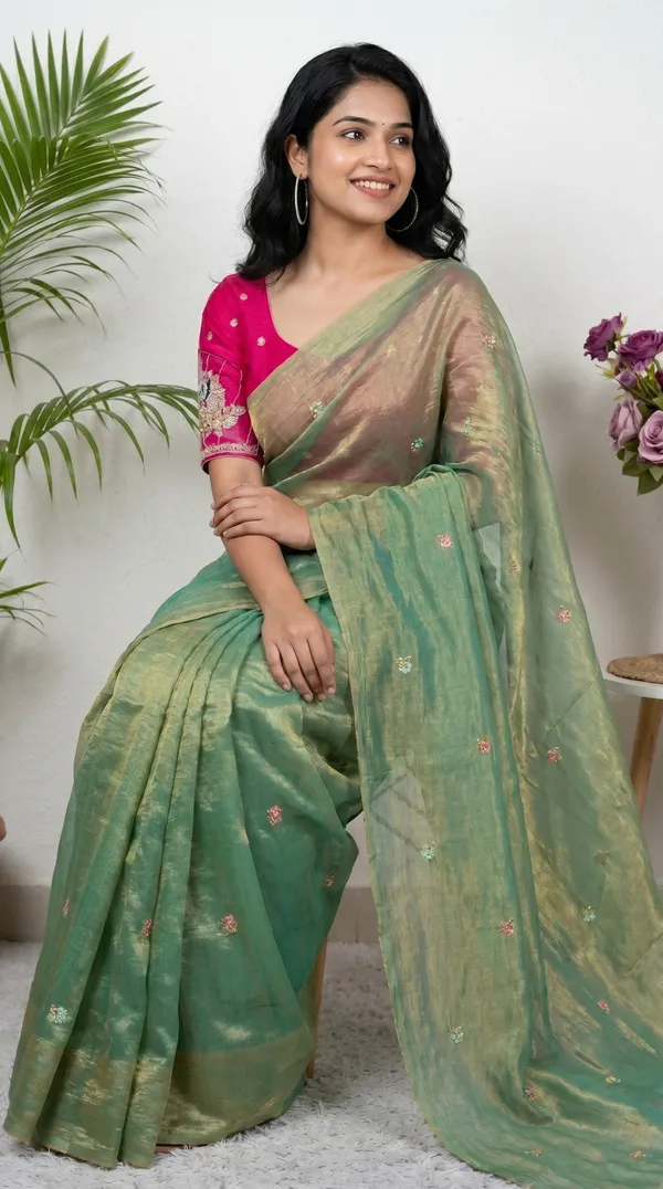 Mint_Green_Fandy_Chiffon_Satin_Premium_Saree_For_Women