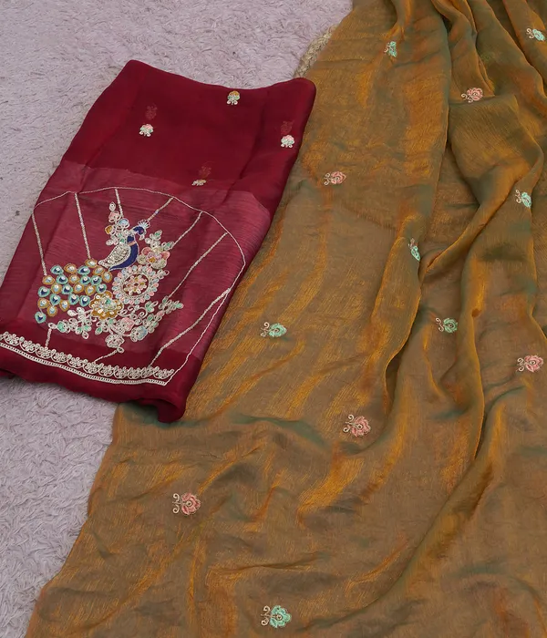 Mustard_Yellow_Fandy_Chiffon_Satin_Premium_Saree_For_Women