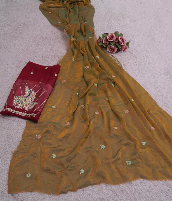 Mustard_Yellow_Fandy_Chiffon_Satin_Premium_Saree_For_Women