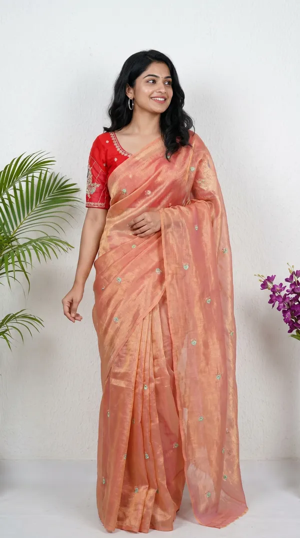 Rust_Peach_Fandy_Chiffon_Satin_Premium_Saree_For_Women