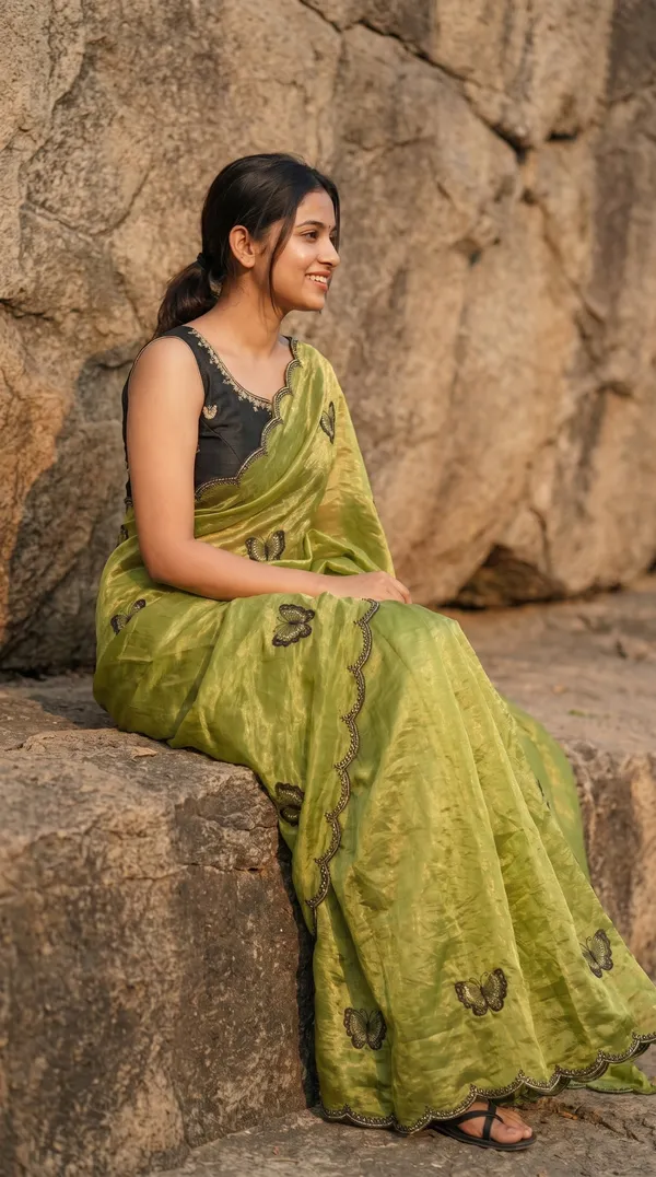 Olive_Green_Fandy_Satin_Premium_Saree_For_Women