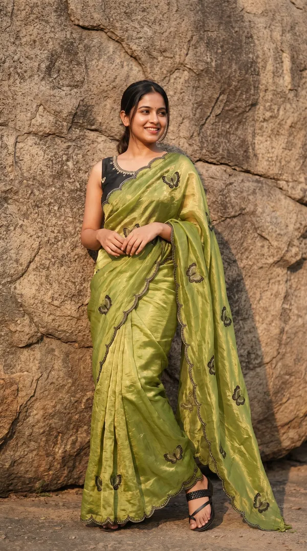 Olive_Green_Fandy_Satin_Premium_Saree_For_Women