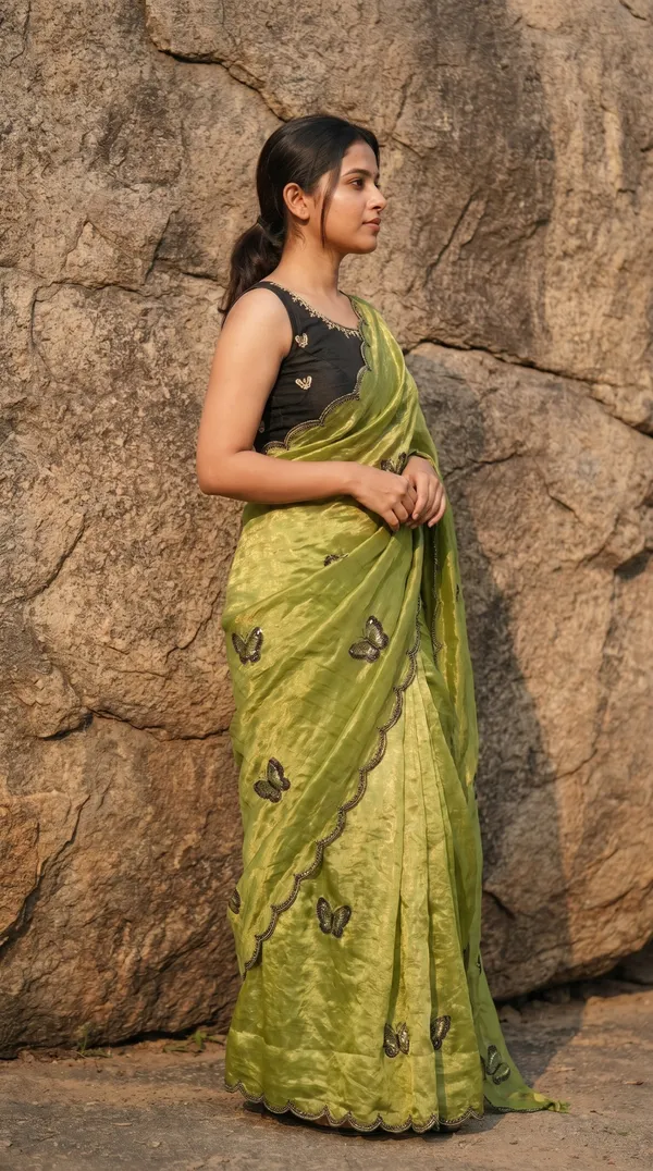 Olive_Green_Fandy_Satin_Premium_Saree_For_Women