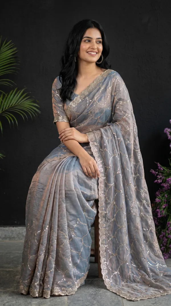 Silver_Grey_Fandy_Satin_Premium_Saree_For_Women