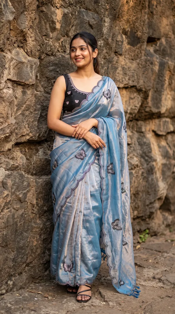 Sky_Blue_Fandy_Satin_Premium_Saree_For_Women