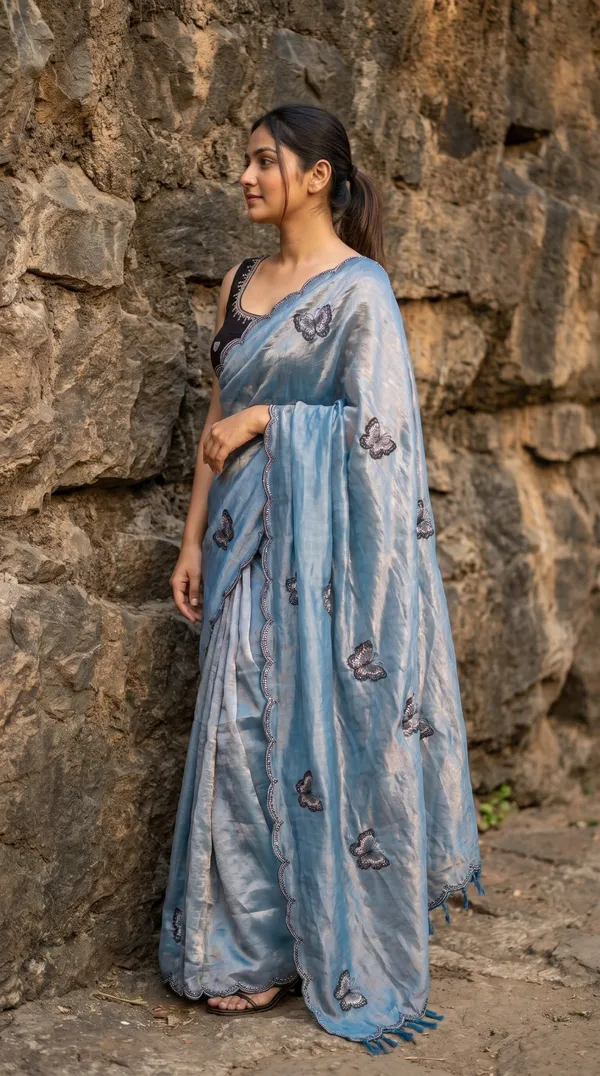 Sky_Blue_Fandy_Satin_Premium_Saree_For_Women