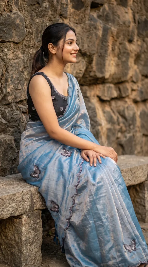 Sky_Blue_Fandy_Satin_Premium_Saree_For_Women