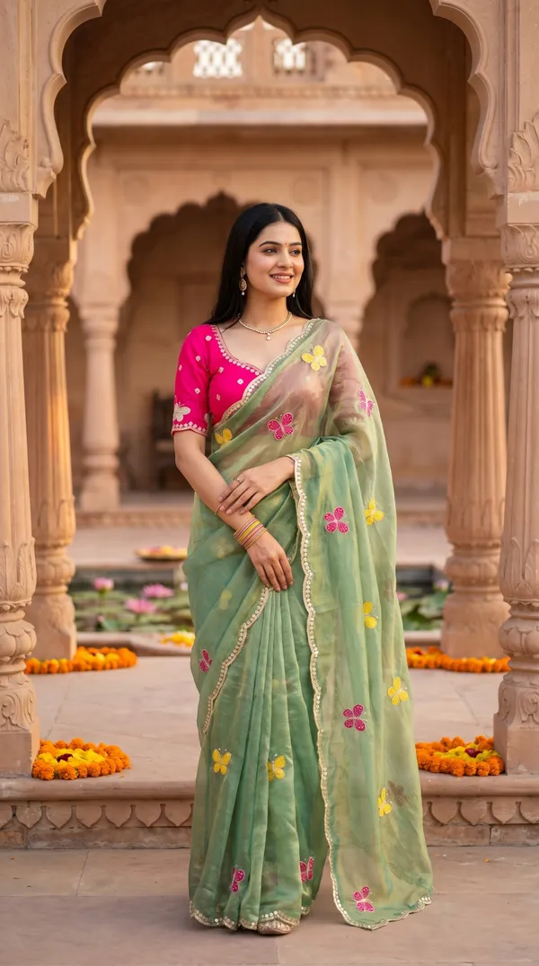 Mint_Green_Fandy_Chiffon_Satin_Premium_Saree_For_Women