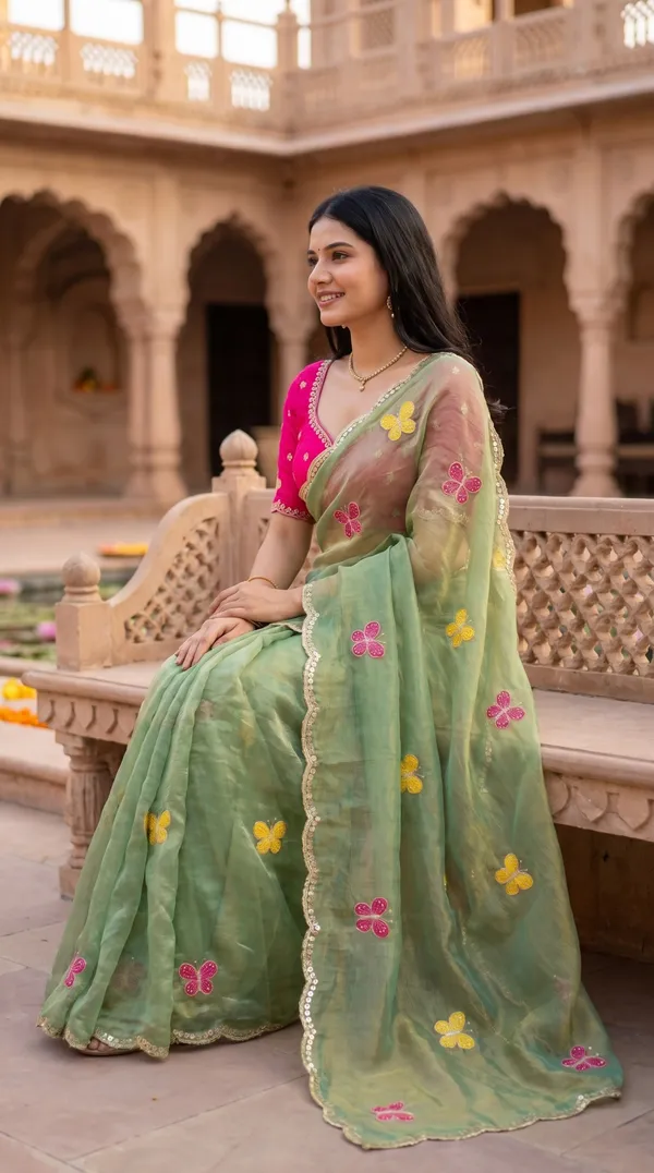 Mint_Green_Fandy_Chiffon_Satin_Premium_Saree_For_Women
