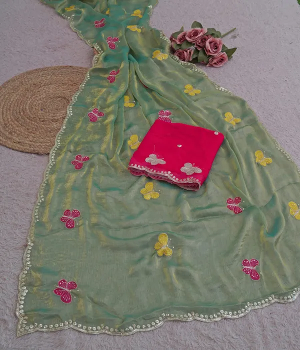 Mint_Green_Fandy_Chiffon_Satin_Premium_Saree_For_Women