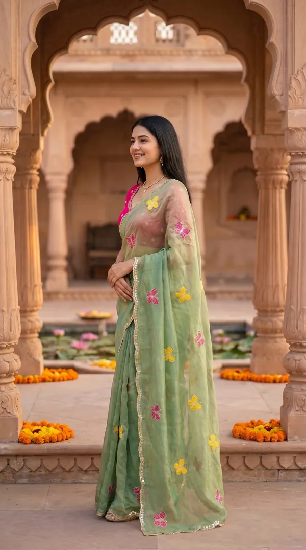 Mint_Green_Fandy_Chiffon_Satin_Premium_Saree_For_Women