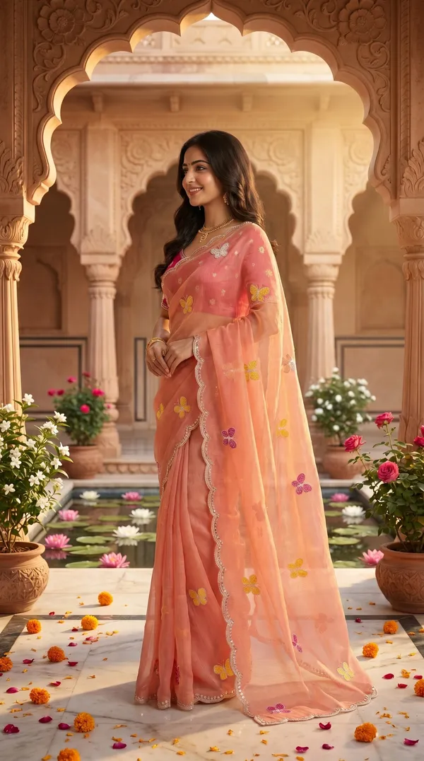 Peach_Fandy_Chiffon_Satin_Premium_Saree_For_Women