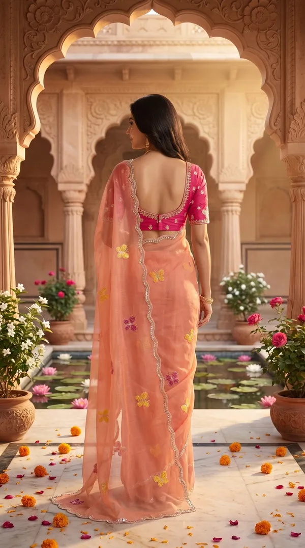Peach_Fandy_Chiffon_Satin_Premium_Saree_For_Women