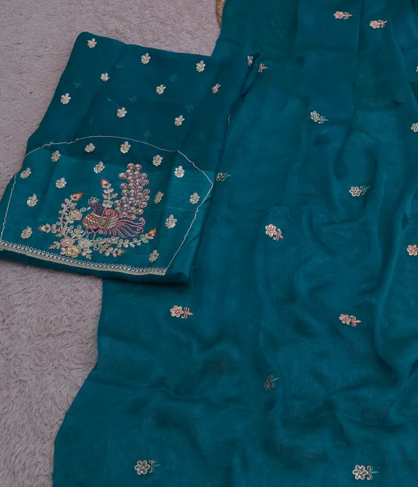 Light_Blue_Fandy_Chiffon_Satin_Premium_Saree_For_Women