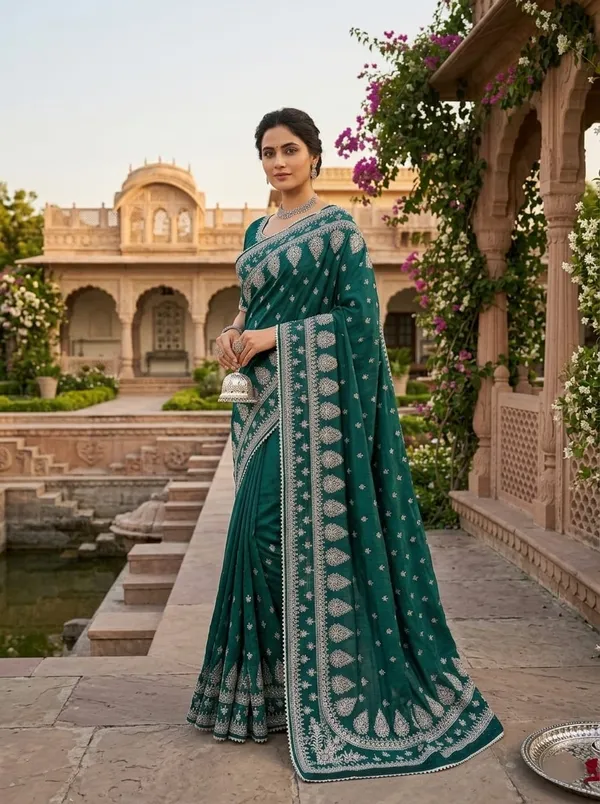 Green_Heavy_Butterfly_Net_Premium_Saree_For_Women