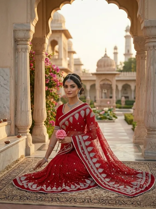 Red_Heavy_Butterfly_Net_Premium_Saree_For_Women