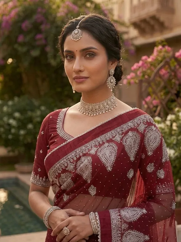 Red_Heavy_Butterfly_Net_Premium_Saree_For_Women