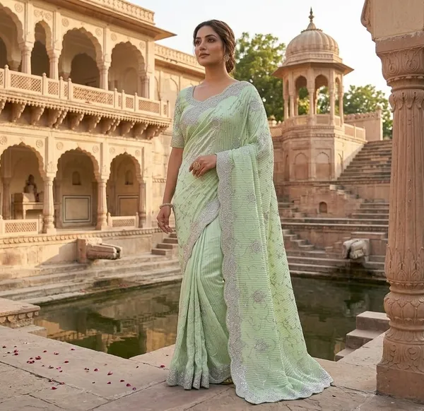 Pista_Green_Georgette_Crash_Premium_Saree_For_Women