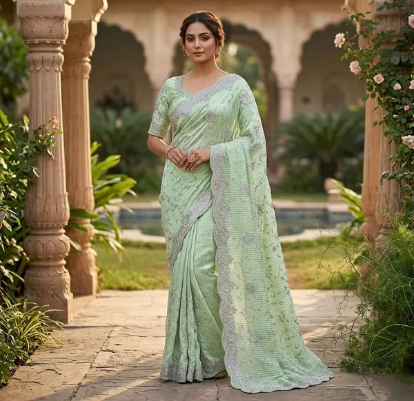 Pista_Green_Georgette_Crash_Premium_Saree_For_Women