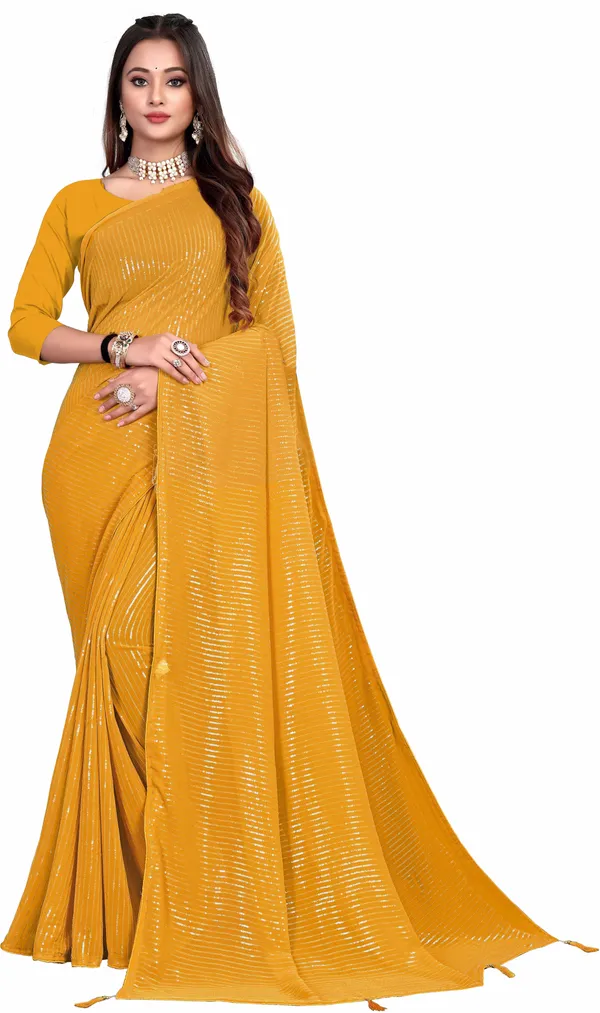 Yellow_Georgette_Premium_Saree_For_Women
